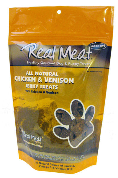 Real Meat All Natural Chicken & Venison Jerky treats